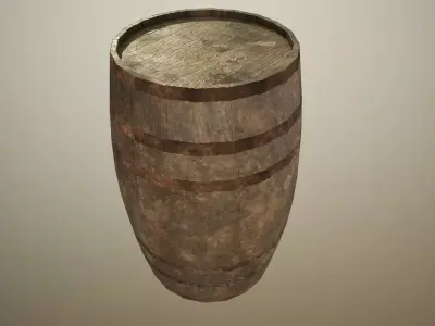 PBR Wooden Barrel Low-poly 3D model