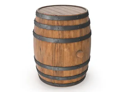 Wooden barrels set 3D model
