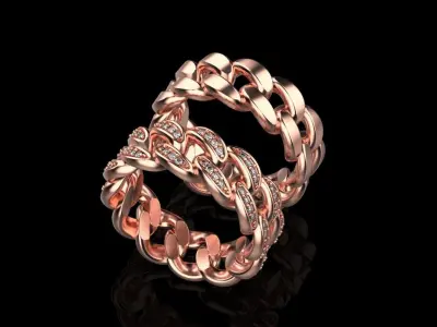Cuban chain ring  Size 17  3D print model