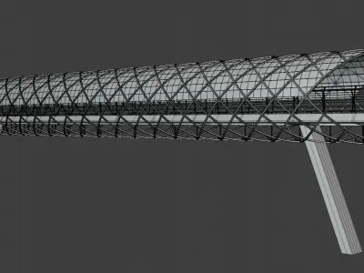 Covered pedestrian bridge 3D model