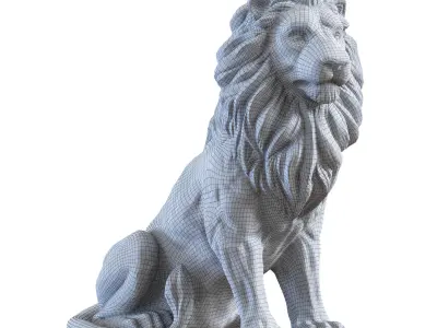 3 lions PBR lowpoly models collection