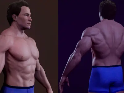 Bodybuilder v02 Low-poly 3D model