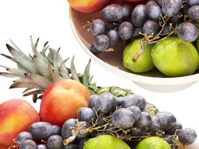 bowl of tropical fruits 14 3D model