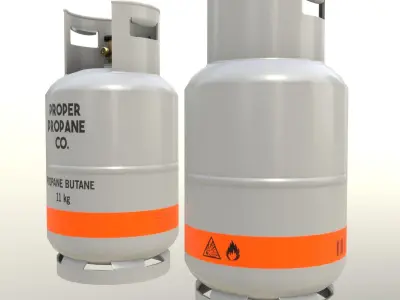 Gas Cylinder 11 kg Gray - Clean and Dirty Low-poly 3D model