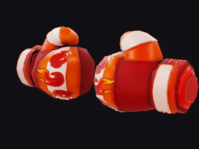 Boxing Gloves Red Glove Sport Equipment Symbol Toon Hand Low-poly 3D model