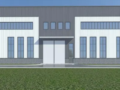 Industrial Building Factory 3D model 2