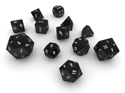 Polyhedral Dice Set - Black Low-poly 3D model