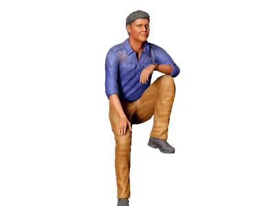 N5 man sitting on the back of pickup truck 3D print model