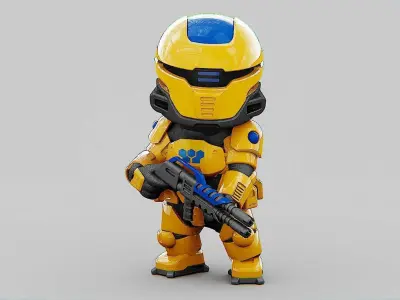 TOON CYBER TROOPER-B Rigged for Unreal Engine - Unity - MIXAMO 3D model