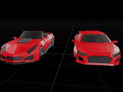 Low Poly Sports Car Pack 3D Model Free low-poly 3D model