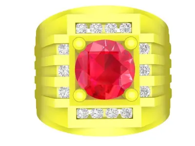 Luxury Bold Diamond Ruby Mens Ring 3D Model  4907 3D print model