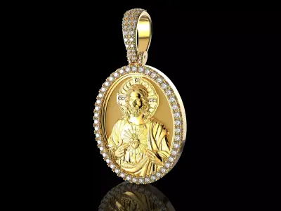JESUS With Diamonds Pendant N2 3D print model