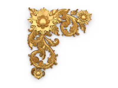 Classic carved corner decor ornament cnc 3d printing stl 11 3D print model