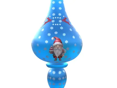 Blue Glass Christmas Gnome Ornament Bauble  3D Model PBR Ready Low-poly 3D model