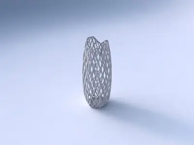 Vase double arc hexagon with diagonal grid lattice 3D print model