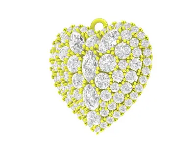 A7266 Diamond Heart Pendant 3D Model 3D print model