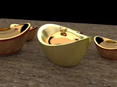 chinese gold ingot  3D model