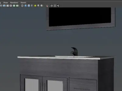 Sink bathroom vanity with mirror and 3D model