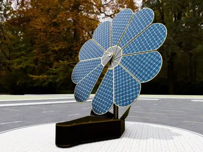 Dual Axis Daisy With Solar Tracking System-10 Wings-5-5 kW Low-poly 3D model