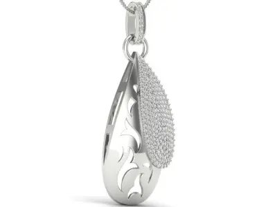 Pendant rose gold with diamonds 3D print model