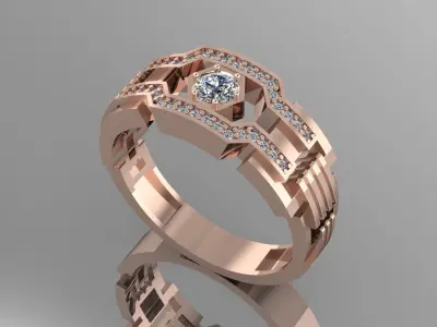 Man ring diamond modern 3D print model