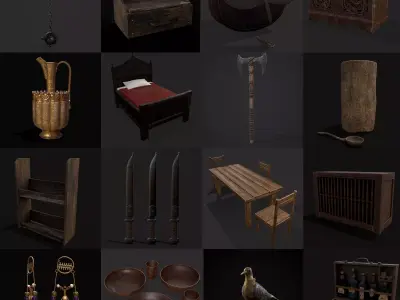Medieval Prop Mix Sixteen 3D Model Collection