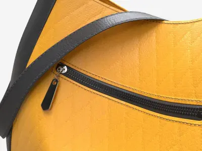Women shoulder yellow leather bag 3D model