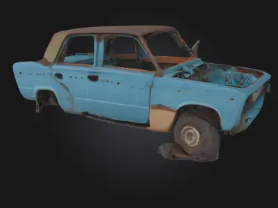 Rusty Blue Relic  Weathered Beauty of Forgotten Machinery 3D model
