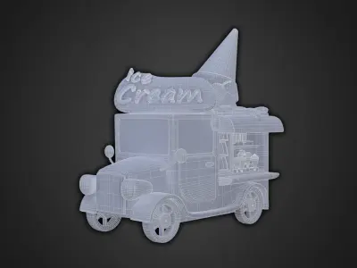 Asset - Cartoons - Food Car Icecream 3D model