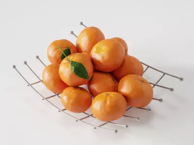 mandarine tangerines in wire basket 3D model