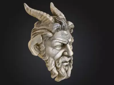 Horned Stone Sentinel Bust Low-poly 3D model