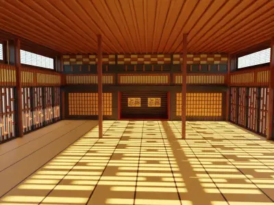 Kung-Fu Hall Low-poly 3D model