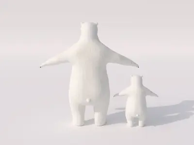 Polar Bear Family 3D model