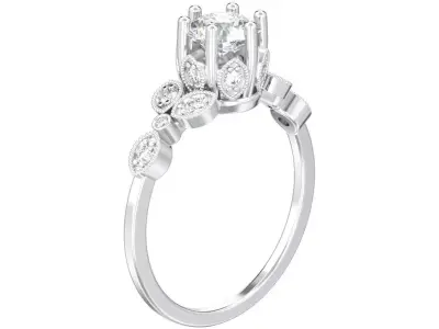 Design flower ring with stones  3D print model