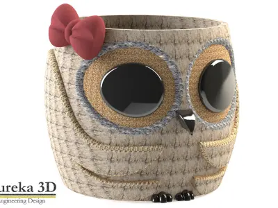 Owl flowerpot 3 3D print model
