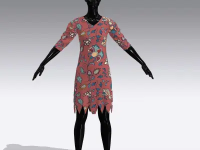 Female Cloth Dress Low-poly 3D model