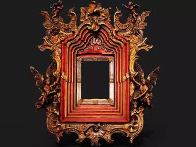 ornamental baroque frame picture PBR photogrammetry Low-poly 3D model
