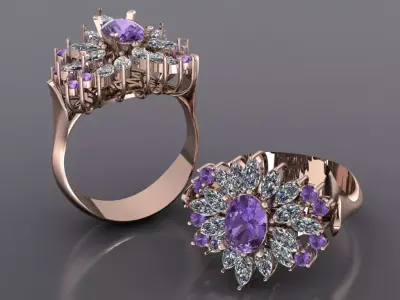 marquise diamond ring 04 3D print model