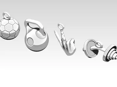 Pendant jewel Sport set Barbell Weight Victory sing Soccer ball 3D print model