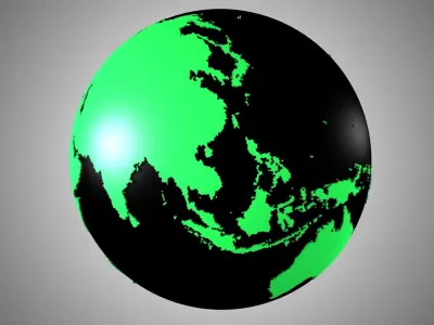 Solid Color Black Green Globe 3D model