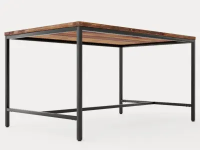 Wilmer Dining Table 140 Cm Wood Black Low-poly 3D model