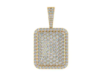 Luxury Diamond-Encrusted Rectangular Pendant 3D print model
