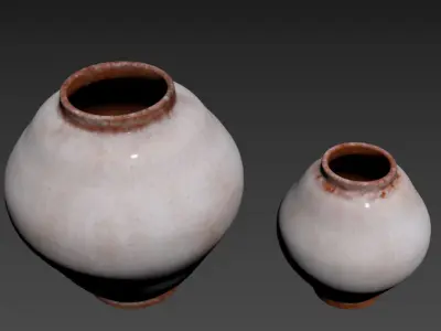 Glazed Handcrafted Terracotta Vases 3D model