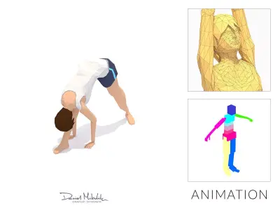 Pyramid  Yoga Exercise Woman Animation Low-poly 3D model