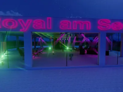 LUXUARY VILLA FOR MUSIC PARTY WITH SPORTS CARS  Low-poly 3D model