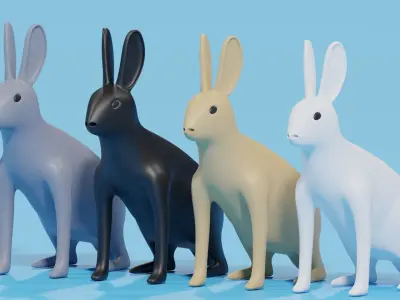 Cartoon Rabbit Tolai Hare 3D model