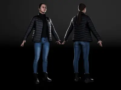 Woman autumn style 106 Low-poly 3D model