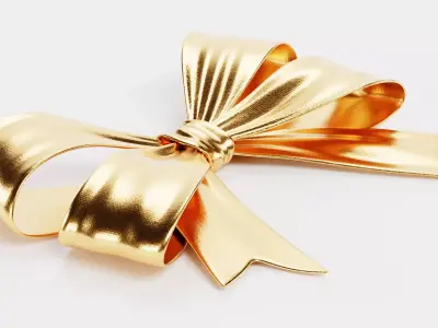 Ribbon Bow V4 - Gold Decorative Gift Wrapping 3D model