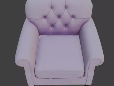 Lavender Tufted Armchair 3D model