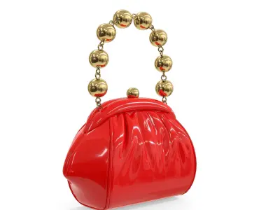 Handbag Purse with a gold chain Low-poly 3D model